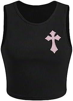 CIDER Women's Cut Out Tops Asymmetrical Neck Sleeveless Crop Tank